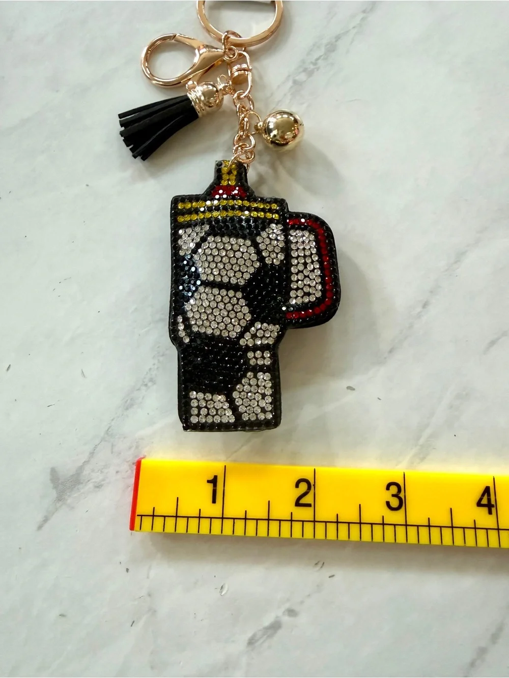 NWT Bling Puffy Rhinestone Soccer Tumbler Bag Charm / Keychain